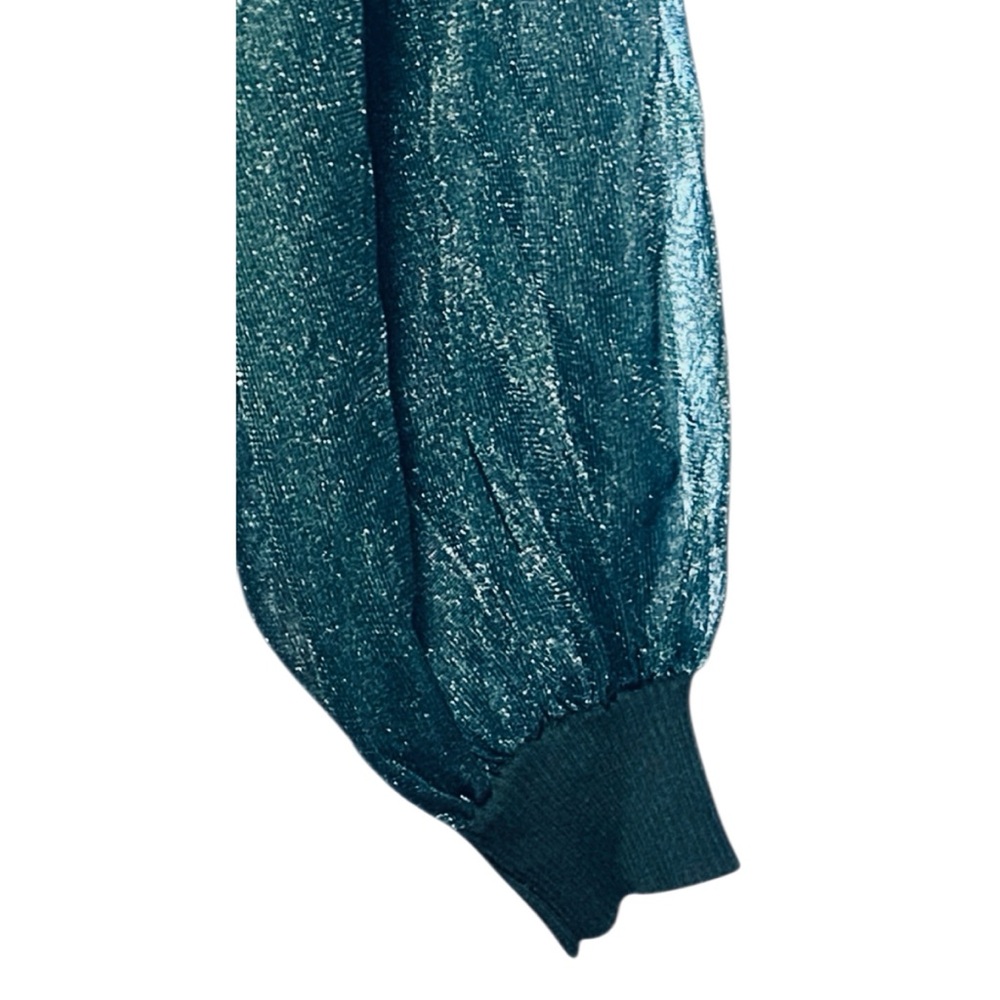 Tuckernuck Betsy Blouse –Green Knit with Sheer Balloon Sleeves – Size M - Picture 8 of 10